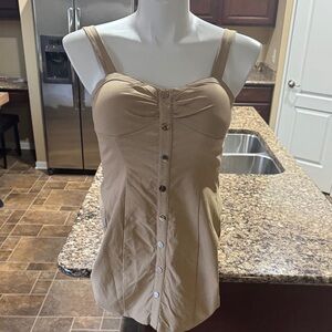 Timing Tan Button-Down Mini Dress